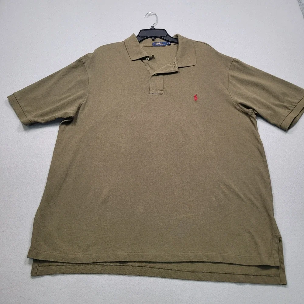 Polo Ralph Lauren Mens XLT Tall Olive Green Short Sleeve Pique Polo Shirt